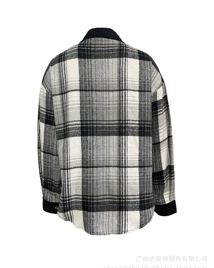 Western Plaid patchwork corduroy oversized jacket Shacket