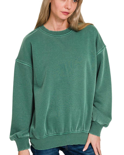 SI-27206 Pigment Dye Fleece Oversized Pullover Zenana