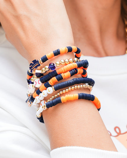 Russet Orange 7pcs Game Day Football Stackable Bracelet Set