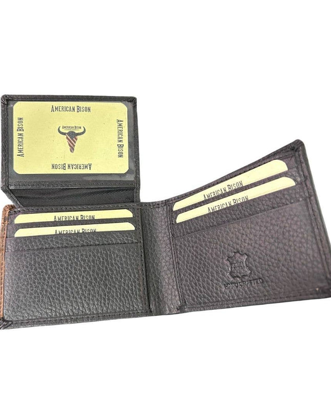 Mixed Media Bifold Rodeo Wallet with Medallion AB1915
