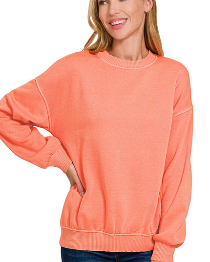 SI-27206 Pigment Dye Fleece Oversized Pullover Zenana
