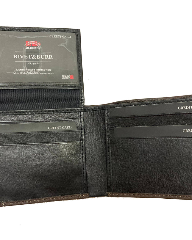 Contrast Stitch Bifold Wallet w/ Vanity Tray & Keychain