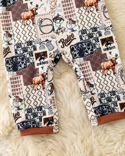 Rodeo multi-printed baby jumpsuit with snaps. RPB60321 SOL