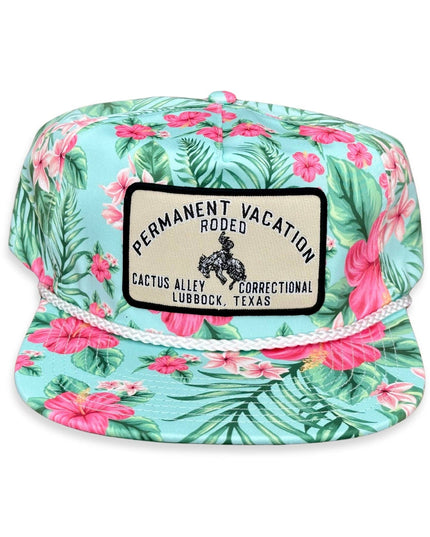 "Permanent Vacation- Tan" - CA Mint Floral, Snap Back Cap (2024)