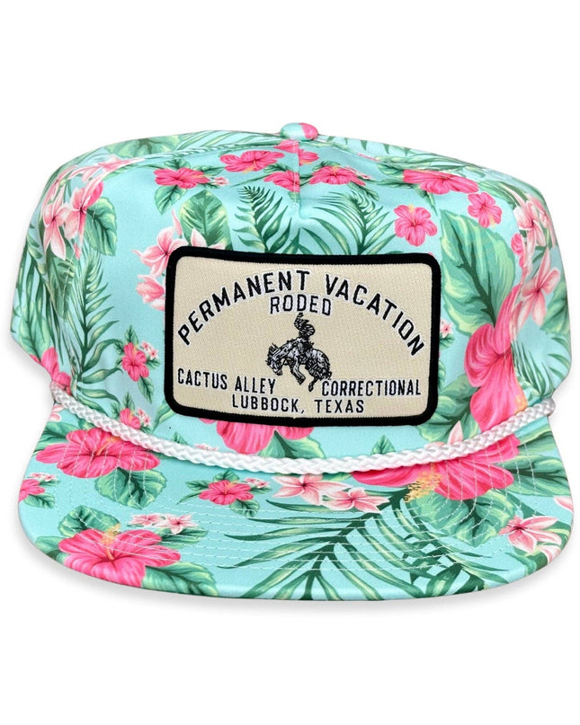 "Permanent Vacation- Tan" - CA Mint Floral, Snap Back Cap (2024)