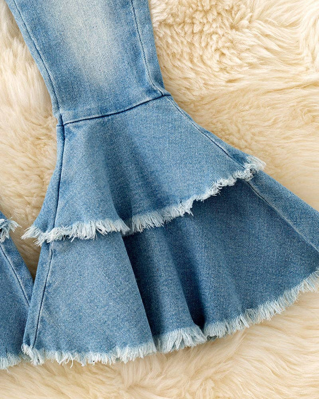 LT. blue Western  double layer bell pants with adjustable string. PNG50255-SOL