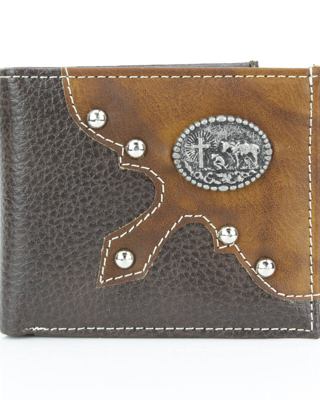 Bifold Wallet with Cowboy Cross and Horse Concho VL 865
