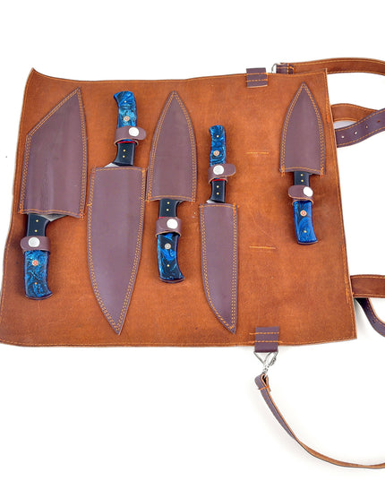 Titan's Artisanal Mastery: Damascus Essence 5-Piece Blue