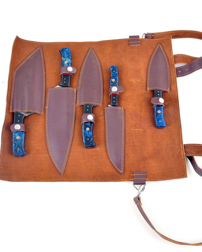 Titan's Artisanal Mastery: Damascus Essence 5-Piece Blue
