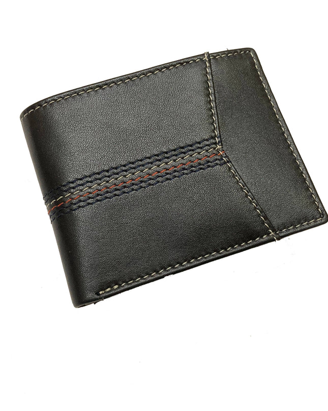 Contrast Stitch Bifold Wallet w/ Vanity Tray & Keychain