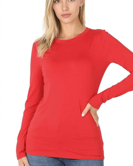 `Microfiber Long Sleeve Basic Tee Zenana
