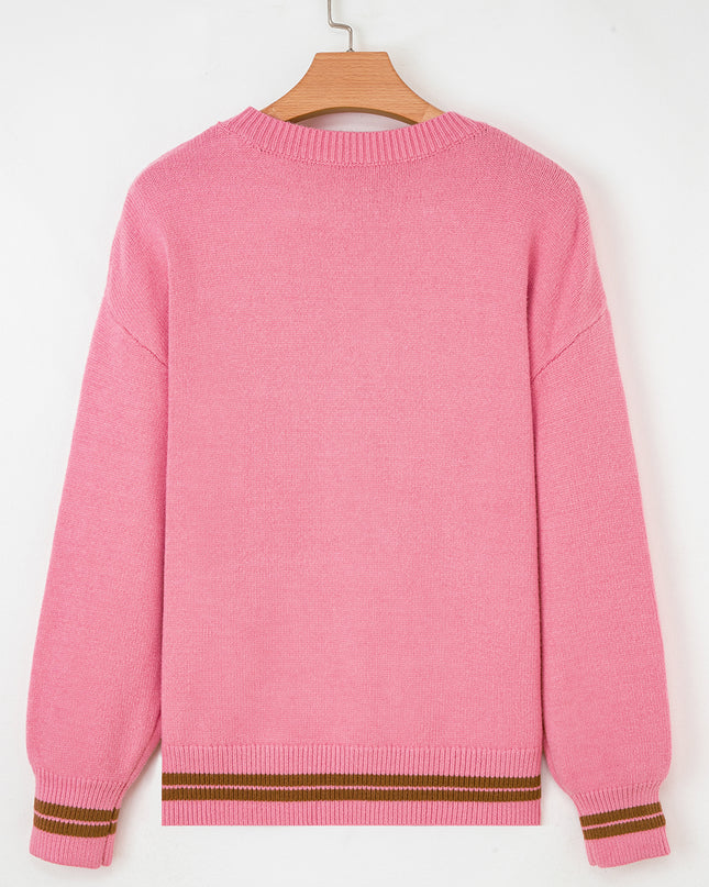 Peach Blossom See You Cowboy Embroidered Western Graphic Sweater
