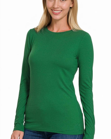 `Microfiber Long Sleeve Basic Tee Zenana