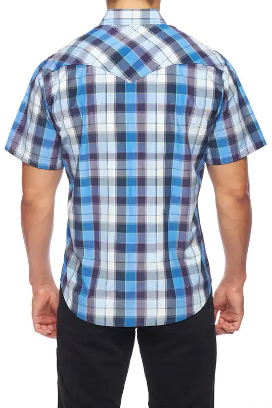RODEO CLOTHING MEN'S PLAID SHORT SLEEVE SNAP Ps400s-Sept