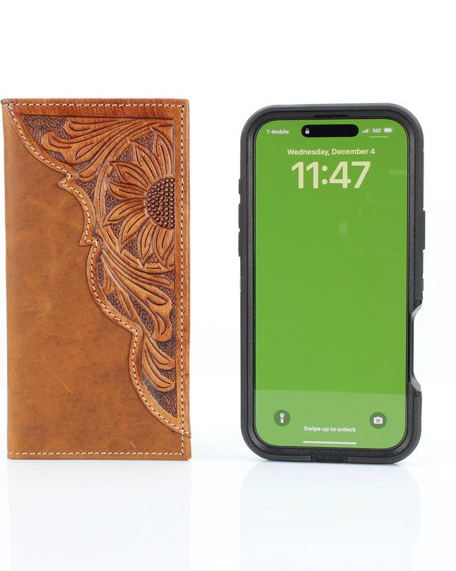 Oil Pull Up Tooled Leather Accent Rodeo Wallet ABW027