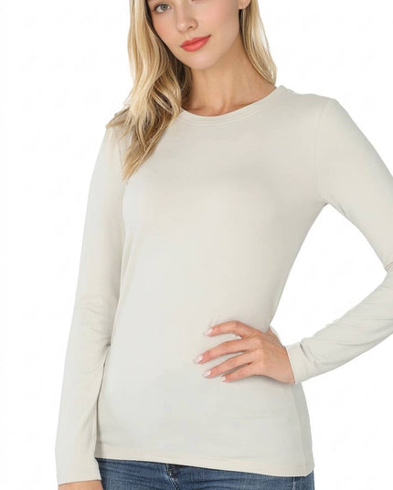 `Microfiber Long Sleeve Basic Tee Zenana