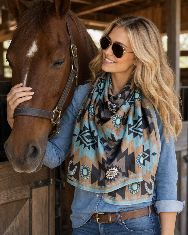 AVS-896 AZTEC PRINT SQUARE WILD RAG 36X36