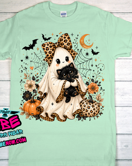 Halloween Ghost and Black Cat