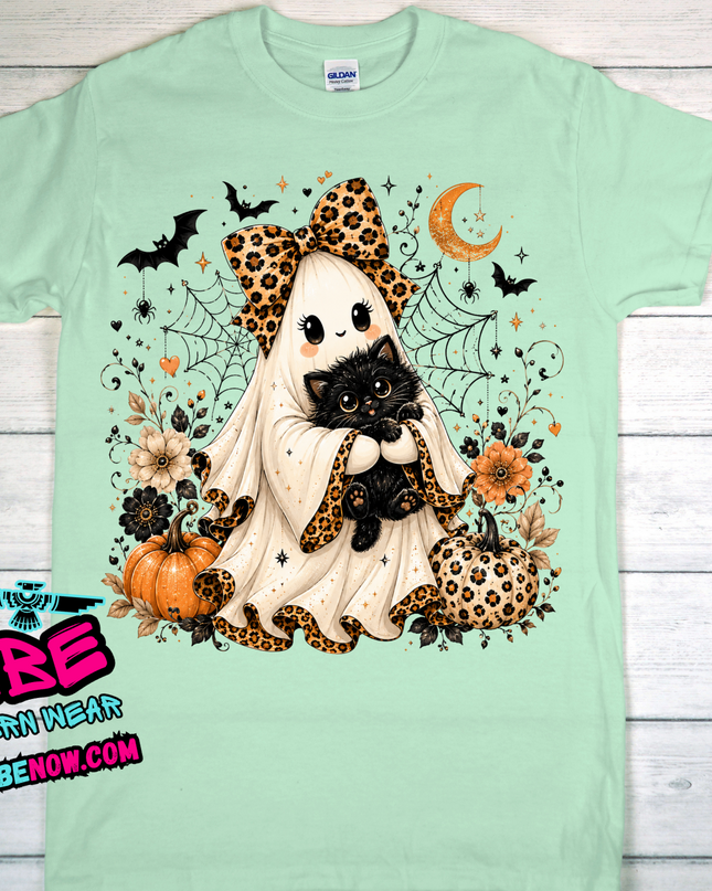 Halloween Ghost and Black Cat