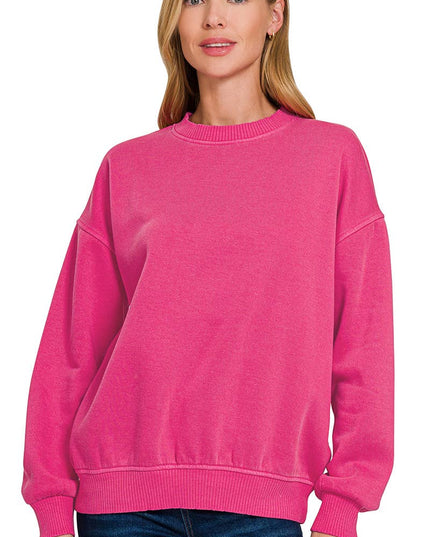 SI-27206 Pigment Dye Fleece Oversized Pullover Zenana
