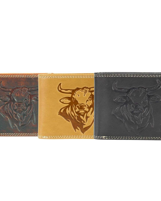 Oil Pull Up Embossed Steer Bifold Wallet ABB 006