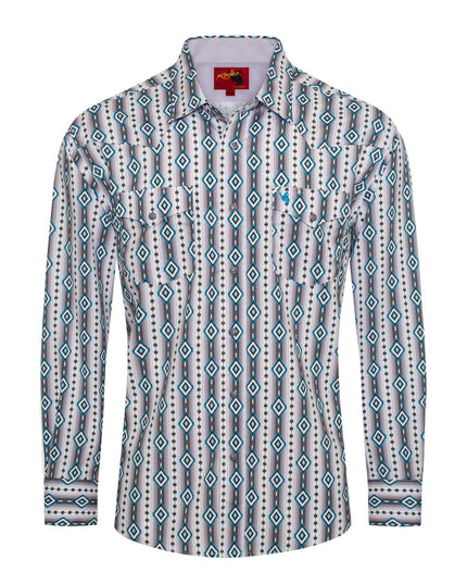 Men's Western Pearl Snap Aztec Print Shirt - MPS110L-1065