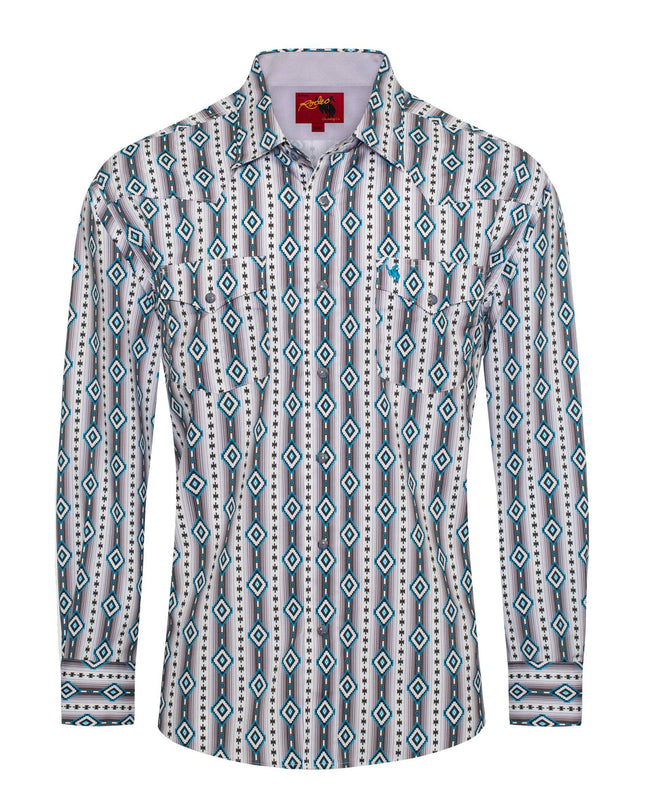 Men's Western Pearl Snap Aztec Print Shirt - MPS110L-1065