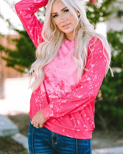 Rose Tie Dye Long Sleeve Pullover Sweatshirt