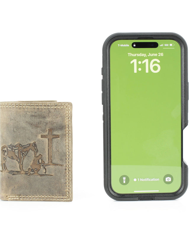 Men’s Tri-Fold Wallet with Cowboy Emboss ABMWVT 04