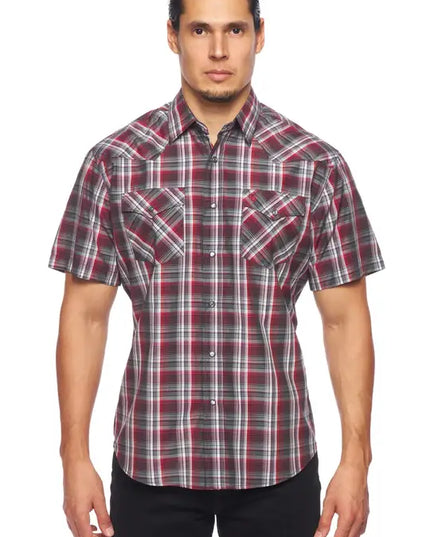RODEO CLOTHING MEN'S PLAID SHORT SLEEVE SNAP Ps400s-Sept