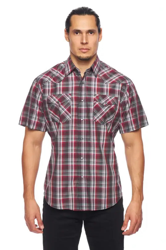 RODEO CLOTHING MEN'S PLAID SHORT SLEEVE SNAP Ps400s-Sept
