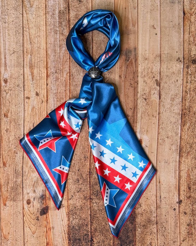 AVS-926 AMERICANA STARS PRINT SILK WILD RAG 36X36
