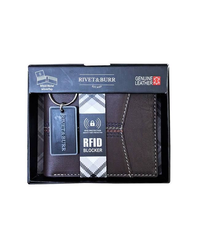 Contrast Stitch Bifold Wallet w/ Vanity Tray & Keychain