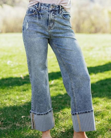 Ashleigh Blue Cuffed Straight Loose Jeans