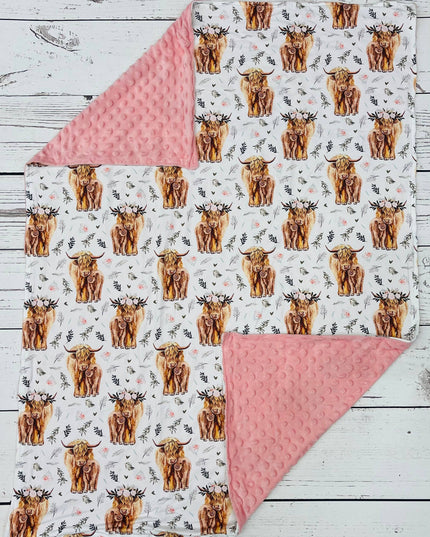 Baby Cows Pink Minky Blanket