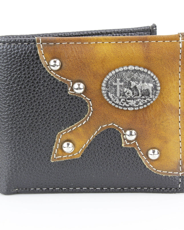 Bifold Wallet with Cowboy Cross and Horse Concho VL 865