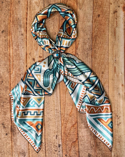 AVS-855 AZTEC CACTI PRINT SILK WILD RAG 36X36