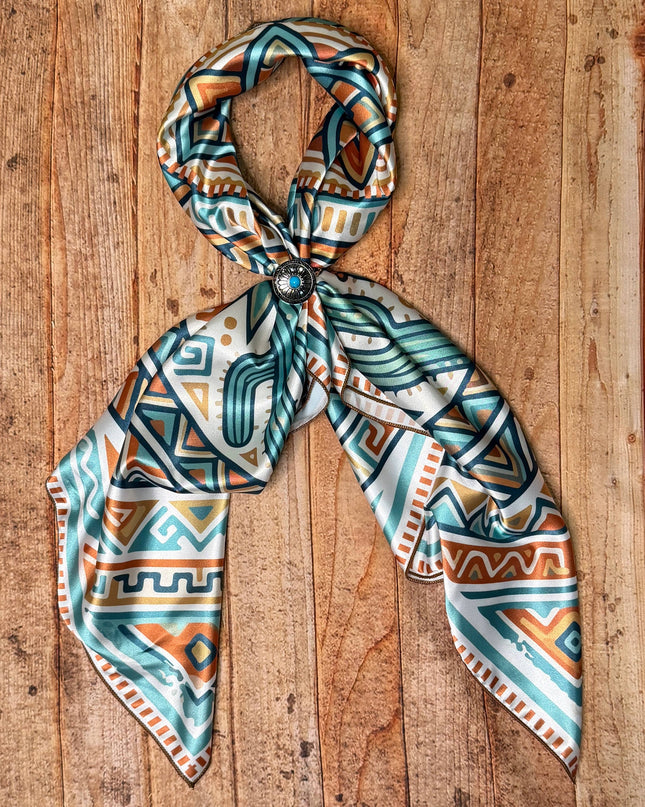 AVS-855 AZTEC CACTI PRINT SILK WILD RAG 36X36