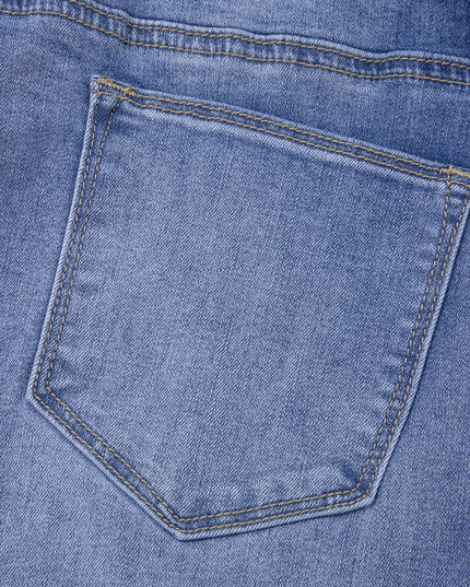 Beau Blue Tailored Center Seam Detail Straight Loose High Rise Jeans