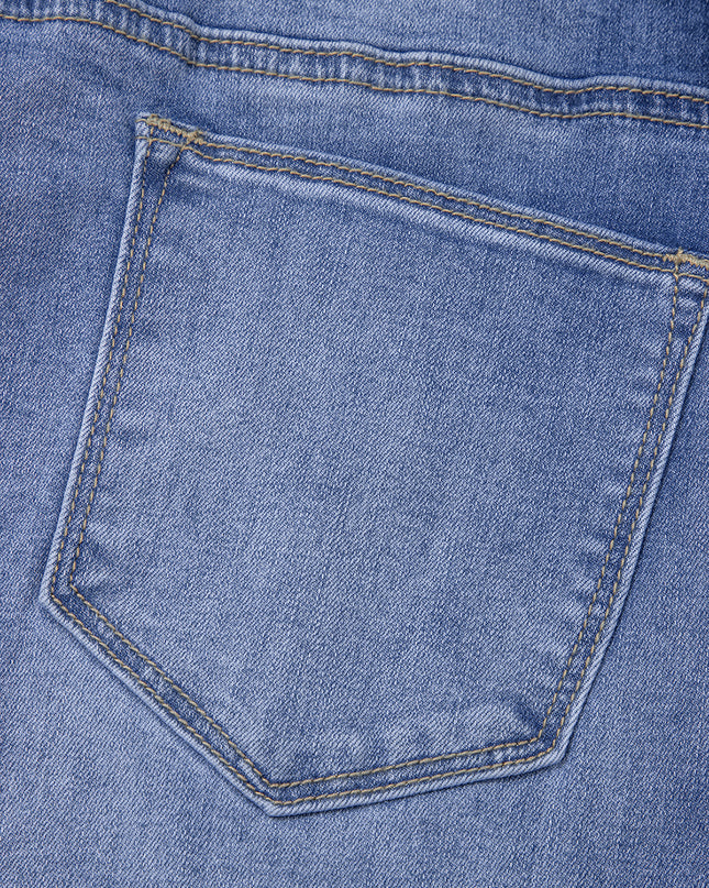 Beau Blue Tailored Center Seam Detail Straight Loose High Rise Jeans