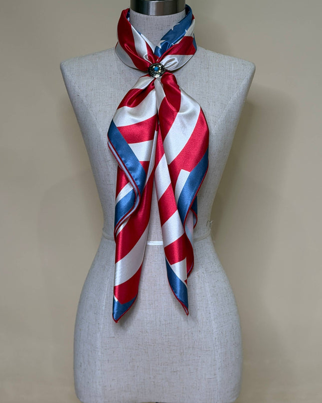 AVS-927 AMERICAN FLAG PRINT SILK WILD RAG 31X31