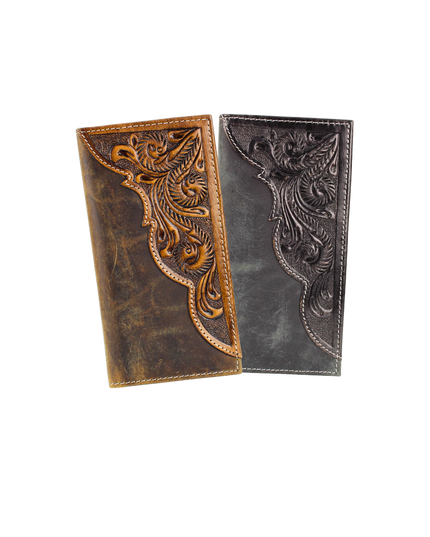 Oil Pull Up Tooled Leather Accent Rodeo Wallet ABW027
