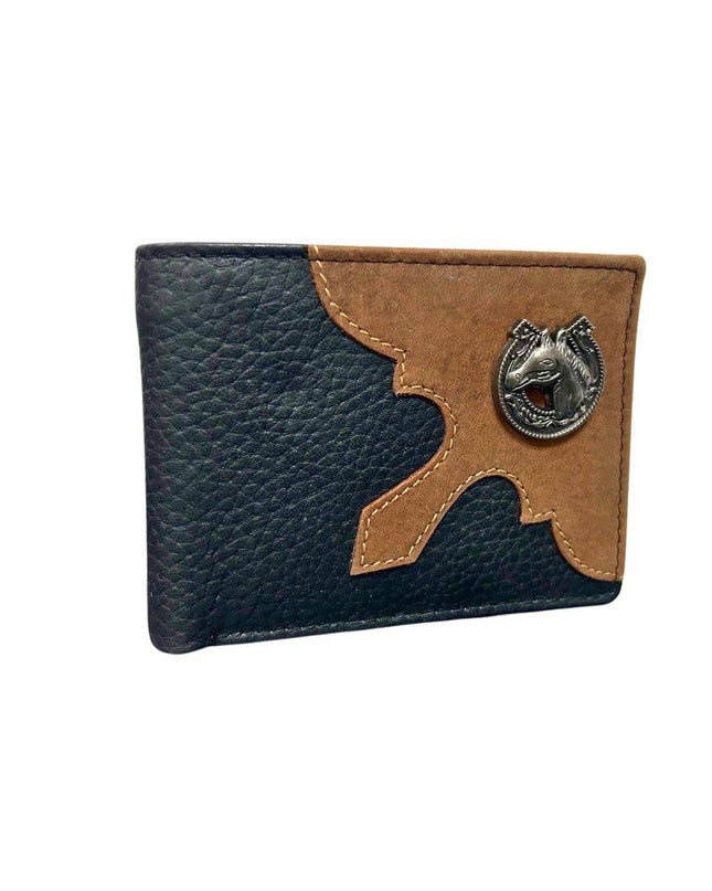 Mixed Media Bifold Rodeo Wallet with Medallion AB1915