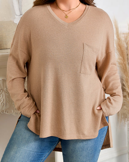 Parchment Plus Size Drop Shoulder Knit Tunic Top