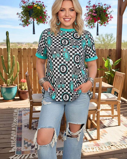 Western turquoise jewels women boutique top XCH17166