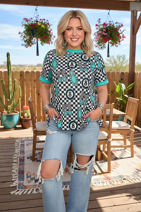 Western turquoise jewels women boutique top XCH17166