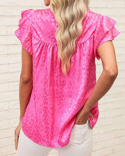 Urban print stain ruffle t-shirt top