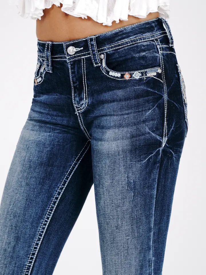 Grace In LA - Aztec Modify Mid-Rise Boot Cut 30"