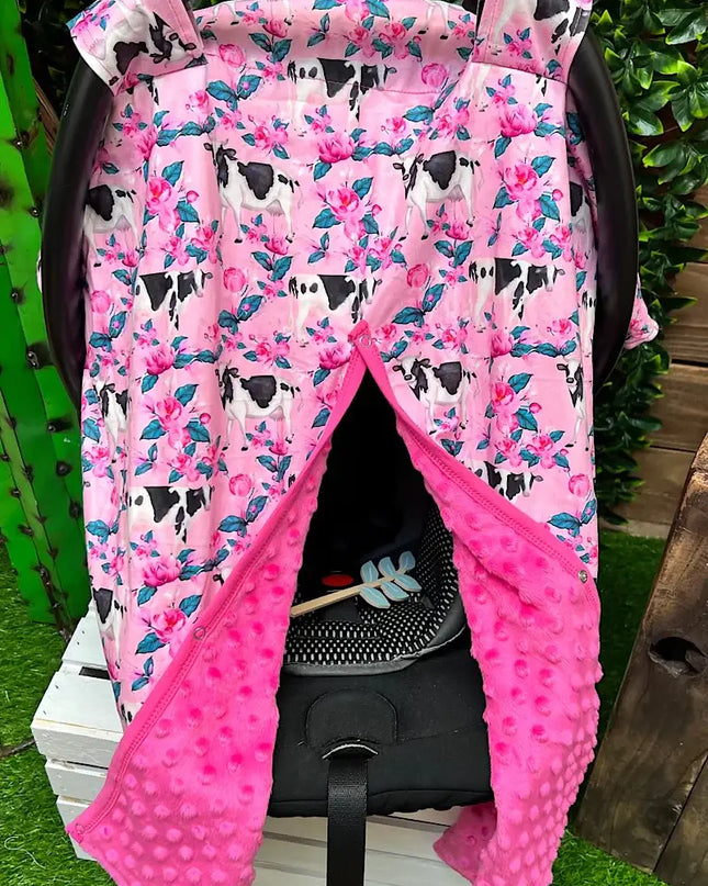 COW/FLORAL PRINTED CAR SEAT COVER. ZYTG25153023 M