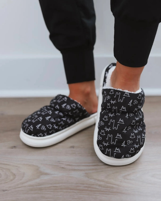 Black Cattle Brand Slippers